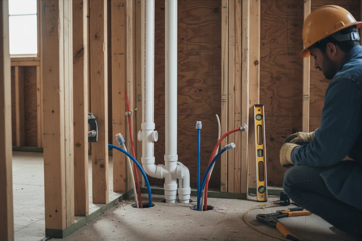 Drain and supply rough-in during Drain Cleaning in Westmoreland